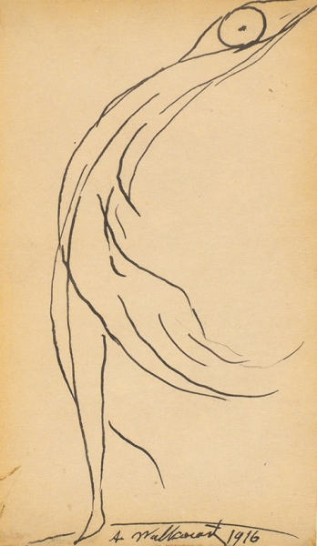 Валковиц Абрахам (Авраам) (Walkowitz Abraham) (1878–1965) «Айседора Дункан». 1916. Бумага, тушь, перо, 12,7x7,5 см.