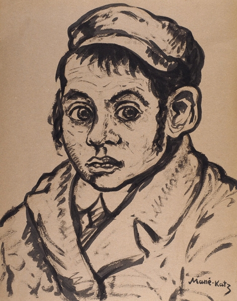 Мане-Кац Мане Лазаревич (1894–1962) «Портрет еврейского мальчика». 1930-е — 1940-е. Бумага, тушь, кисть, 30x24 см.