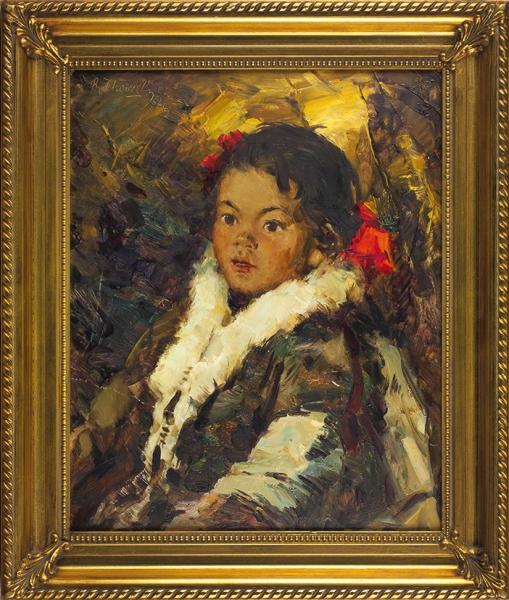 Игошев Владимир Александрович (1921–2007) «Девочка». 1962. Картон, масло, 39,5x32 см (в свету).