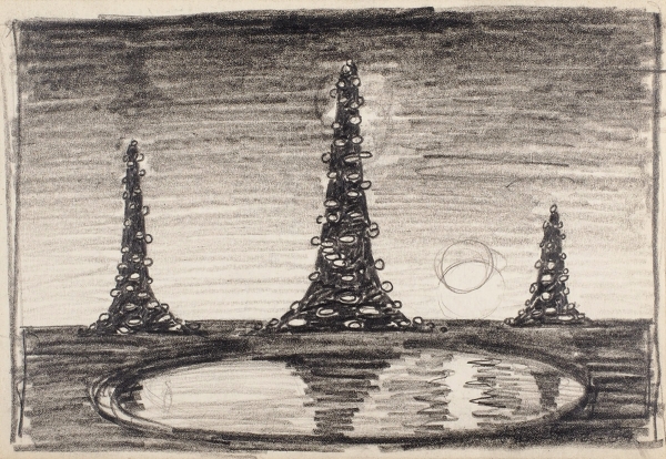 Вечтомов Николай Евгеньевич (1923–2007) «Композиция». 1964. Бумага, графитный карандаш, 12x17,5 см.
