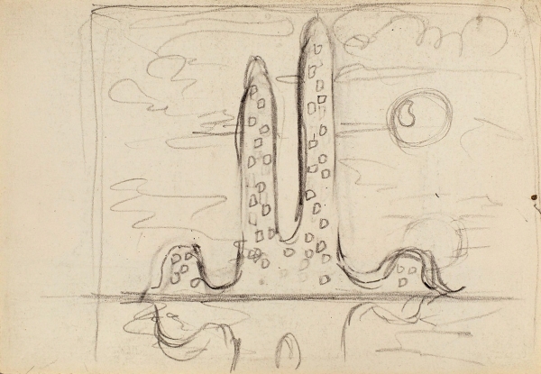 Вечтомов Николай Евгеньевич (1923–2007) «Композиция». 1964. Бумага, графитный карандаш, 12x17,5 см.
