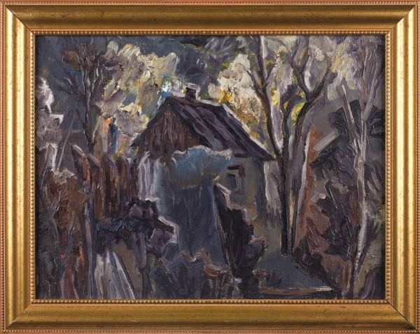 Абрамов Рудольф Фёдорович (1934–2011) «Пейзаж с домом». 1967. Картон, масло, 40x50 см.