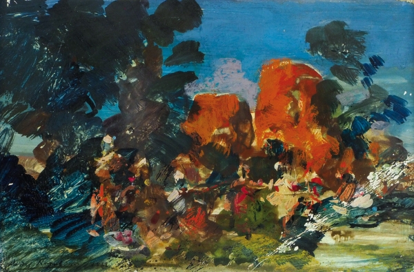 Коровин Константин Алексеевич (1861–1939) «Восточная сцена». 1922. Картон, смешанная техника, 11x16,5 см.