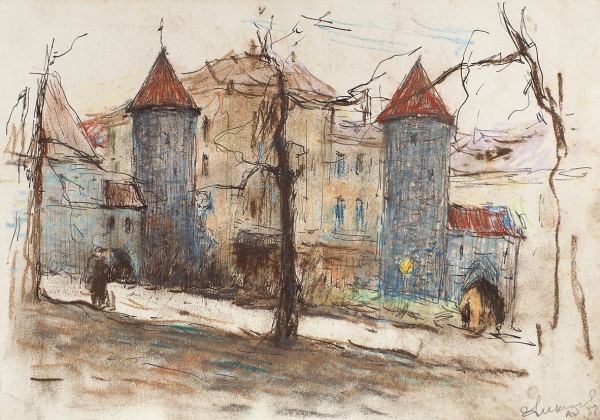 Алексеев Адольф Евгеньевич (1934–2000) «Осень в Таллине». 1957. Бумага, пастель, тушь, 19x27 см.