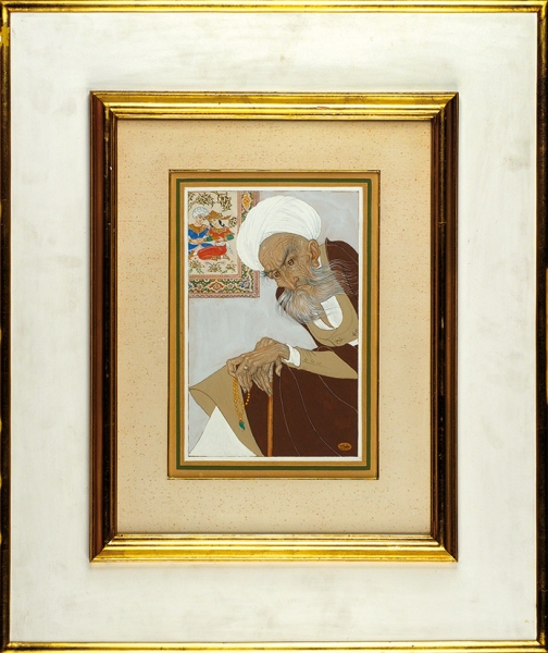 Мак Поль (Иванов Павел Петрович) (1891–1967) «Мудрец». 1961. Бумага на картоне, графитный карандаш, акварель, белила, золотая краска, 27x18 см (в свету).