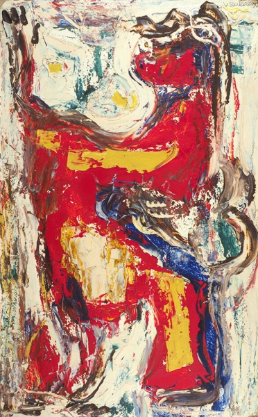 Зубарев Владислав Константинович (1937–2013) «Композиция». 1970. Картон, масло, 79,8x49 см.