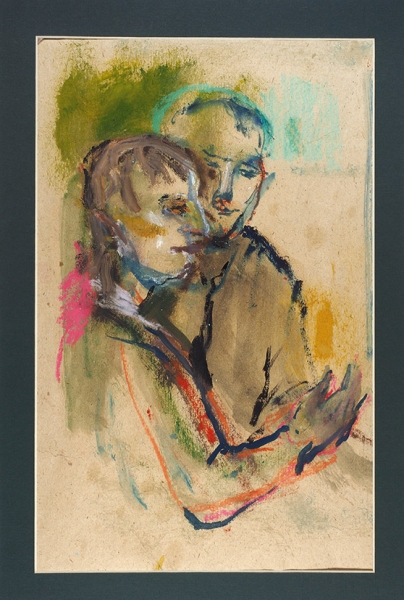 Трауготы Георгий, Александр и Валерий. «Двойной портрет». 1970-е. Бумага, смешанная техника, 41,5x27 см.