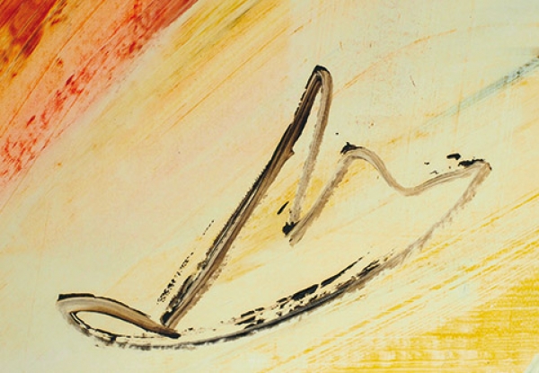 Павленин Михаил (1946–2015) «Девушка на желтом фоне». 2000-е. Бумага, масло, 72x51,5 см.