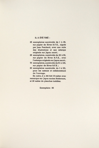 [Уника: 4 сюиты гравюр, медная пластина, оригинальная акварель] Обальдиа, Рене де. Весы и меры. [На фр. яз.] Париж: Les impenitents, 1959.