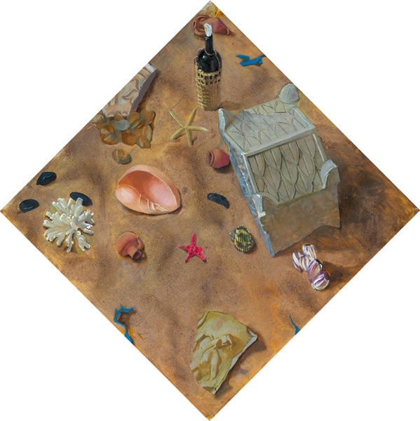 Яхнина Каролина. «Атлантида». 2015. Холст, масло, песок. 85x85 см.