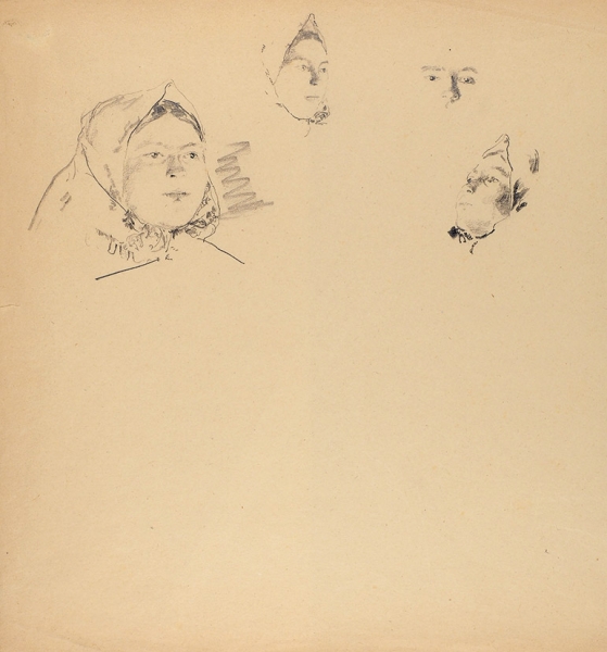 Малявин Филипп Андреевич (1869–1940) Наброски. 1910 — 1920-е. Бумага, графитный карандаш, 32,5x30,5 см.