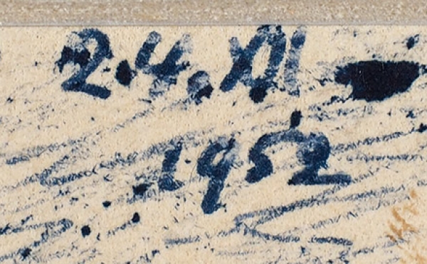 Бурлюк Давид Давидович (1882–1967) «Загородная улочка». 1952. Бумага, шариковая ручка, 12,3x20 см.