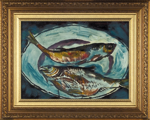 Чубаров Евгений Иосифович (1934–2012) «Натюрморт с рыбой». 1963. Картон, масло, 48x35 см.
