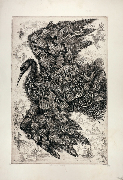 Измайлов Евгений Аскерович (род. 1939) «Большая птица». 1982. Бумага, офорт, 60x43,5 см (лист), 48,5x32,5 см (оттиск).