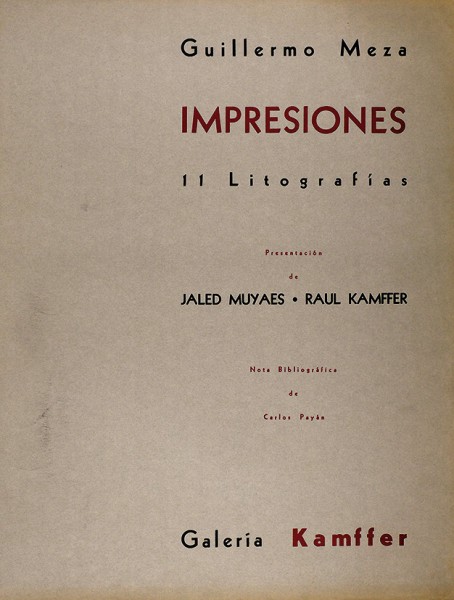 Меса, Г. Впечатления. 11 литографий. [Meza, G. Impresiones. На исп. яз.]. Мехико: Galeria Kamffer, 1962.