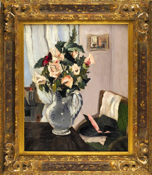 Рохлина Вера Николаевна (1896–1934) «Букет роз в интерьере». Первая половина 1930-х. Холст, масло, 61x50 см.