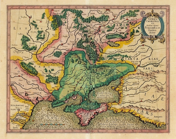 Карта Тавриды Херсонесской, Перекопа и Хазарского каганата / карт. Г. Меркатор. Амстердам: Й. Хондиус, 1606-1607.