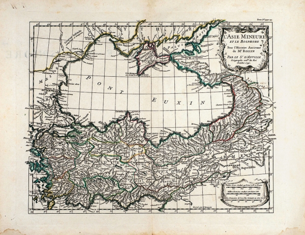 Карта Малой Азии и Босфора / сост. Ж.-Б. д’Анвиль. [L`Asie Mineure et le Bosphore]. Париж, 1740.