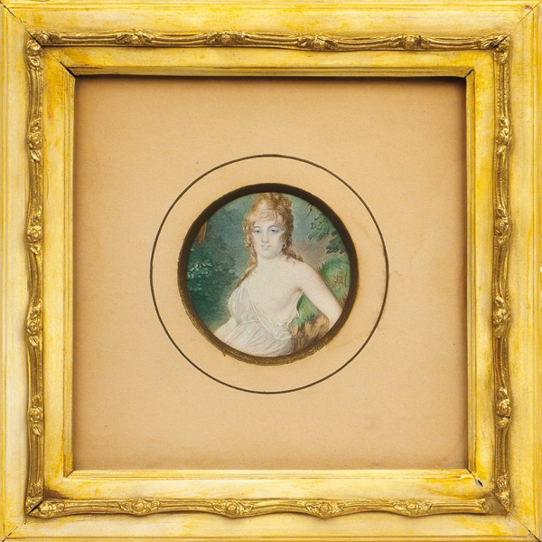 Зичи Михаил Александрович (1827–1906) «Женский портрет». Последняя четверть XIX века. Бумага, литография, акварель, 6,5x6,5 см (овал, в свету).