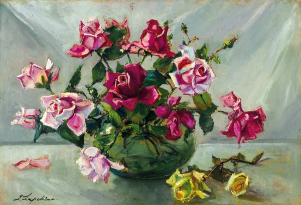 Лапшин Георгий Александрович (1885–1950) «Букет роз». 1920-е — 1940-е. Холст, масло, 50x73 см.