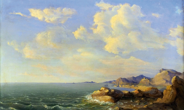 Вейс (Weiss) Иоганн Баптист (1812-1879) «Морское побережье». Третья четверть XIX века. Холст, масло, 40,5x63 см.