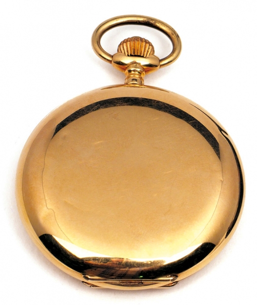 Часы карманные в золотом корпусе. Швейцария. Начало ХХ века. Золото. Диаметр 5,5 см.