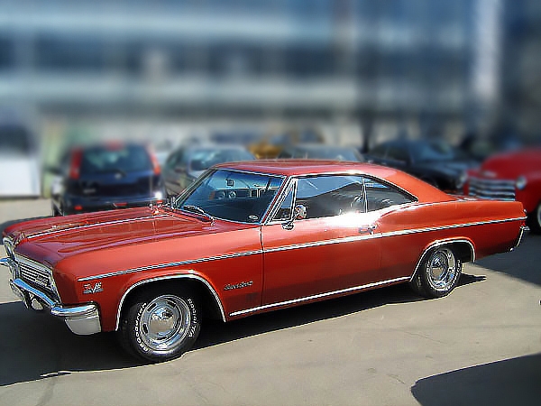 [Chevrolet Impala снялась в сериале «Сверхъестественное», в фильмах «Безумный макс» и «Страх и ненависть в Лас-Вегасе»] Chevrolet Impala SS. Год выпуска: 1966. Слово Impala было позаимствовано из названия небольшой африканской антилопы с элегантным экстерьером и впервые употреблено в названии концепт-кара 1956 года с кузовом хардтоп ярко-зелёного цвета и белым салоном. Он был экспонатом выставки «1956 General Motors Motorama».