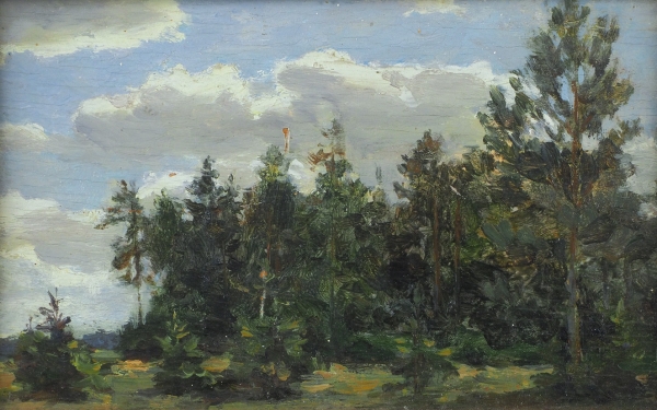 Соколов Николай Александрович (1903–2000) «Пейзаж». 1939. Фанера, масло, 13x21,5 см.