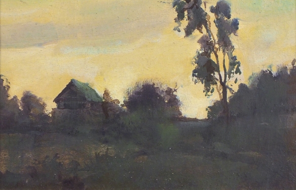 Захаров Иван Иванович (1885–1965) «Сумерки». 1930-е. Картон, масло, 8,4x13 см.