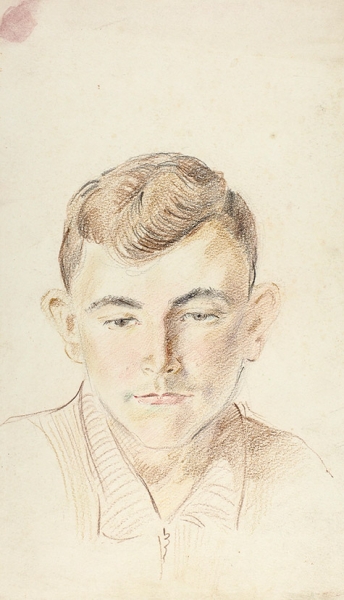 Расторгуев Сергей Николаевич (1895–1943) «Портрет сына». 1930-е. Бумага, цветные карандаши, 32x18,5 см.
