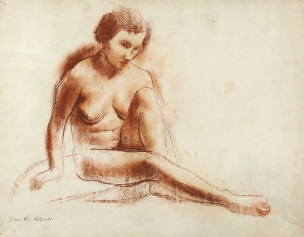 Рохлина Вера Николаевна (1896–1934) «Сидящая обнаженная». 1930-е. Бумага, сангина, 38x48 см.