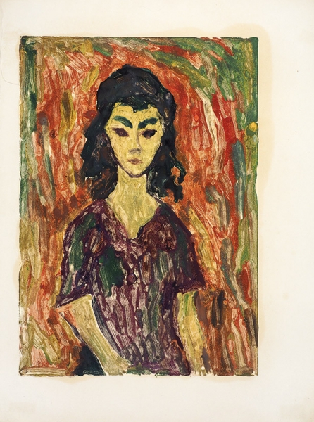 Чернецов Владимир Семенович (1907–1969) «Портрет девушки». 1960-е. Бумага, монотипия, 51x38 см.