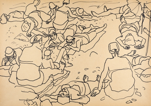 Фридман Карл Шоломович (1926–2001) «Пляж». 1970-е. Бумага, фломастер, 40x56 см.