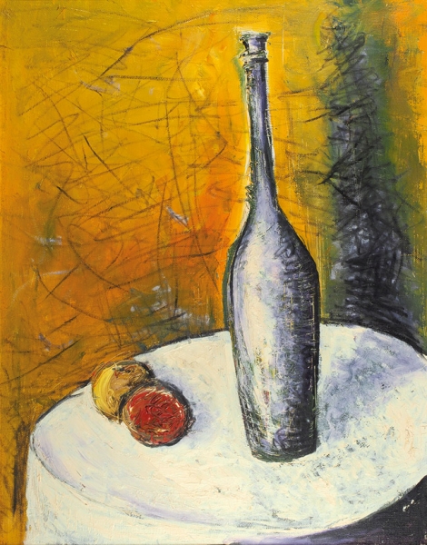 Веревочкин Александр Николаевич (1958–2015) «Натюрморт с бутылкой». 1993. Холст, масло, 90x70 см.