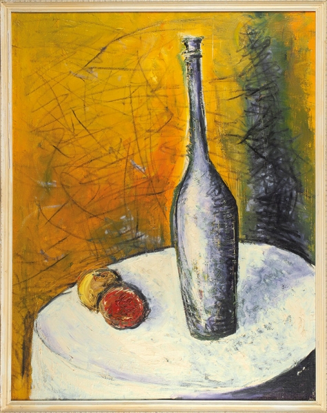 Веревочкин Александр Николаевич (1958–2015) «Натюрморт с бутылкой». 1993. Холст, масло, 90x70 см.
