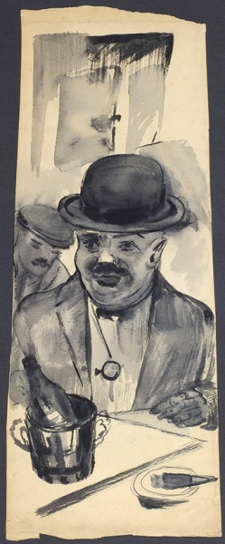 Андерсон Вольдемар Петрович (1891–1938) «Нэпман». 1920-е. Бумага, тушь, кисть, 29x21,8 см.