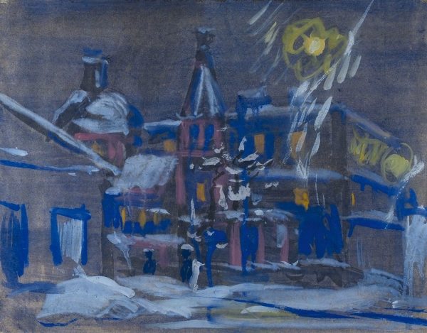 Чернышев Борис Петрович (1906–1969) «Зима в Москве». Конец 1950-х. Бумага, темпера, акварель, 35,2x44,8 см.