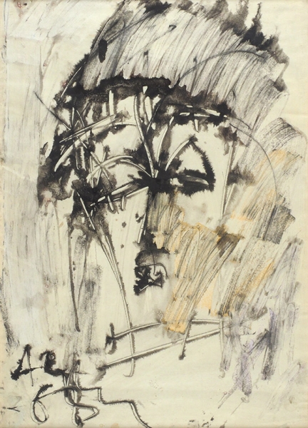 Зверев Анатолий Тимофеевич (1931–1986) «Женский портрет». 1968. Бумага, тушь, 55x37 см.