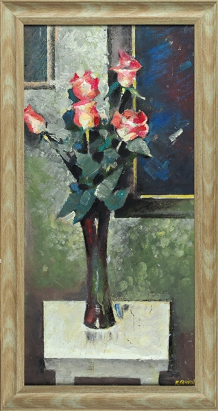 Сачков Владимир Васильевич (1928–2005) «Розы». 1960-е — 1970-е. Холст, масло, 79x38,5 см.