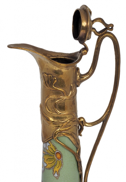 Кувшин с крышкой в стиле ар-нуво. Вена, 1930-е гг. Фаянс, бронза; литье, ручная роспись.
