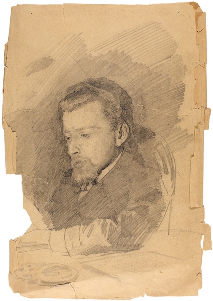 Мясоедов Григорий Григорьевич (1835-1911) «Автопортрет». 1860-е. Бумага, графитный карандаш, 31,5x21,5 см.