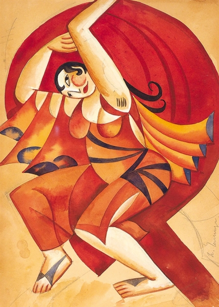 Челищев Павел Федорович (1898–1957) «Вакханка». Эскиз театрального костюма. 1920-1921. Бумага, графитный карандаш, акварель, белила, 33x24 см.
