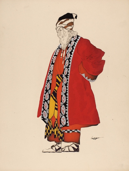 Бакст Лев Самойлович (1866–1924) Эскиз костюма. 1920-е. Бумага, пошуар, 32,5x24,8 см.