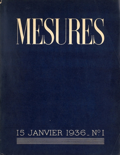 [Нумерованный экземпляр] Ремизов, А. [автограф] На воздушном океане. [Dans l’océan aérien. На фр. яз.] // Журнал «Mesures», 15 января 1936, № 1. Париж, 1936.