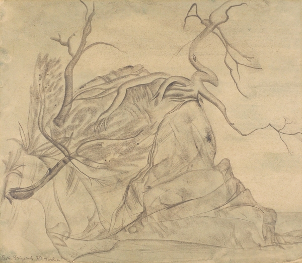 Григорьев Борис Дмитриевич (1886–1939) «Обрывистый берег». 1922. Бумага, графитный карандаш, 26x29,8 см.