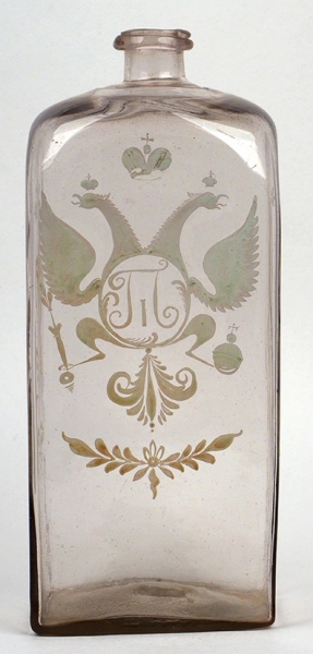 Штоф прозрачного стекла с вензелем «П I». Россия Конец 1790-х.