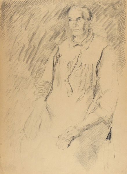 Татлин Владимир Евграфович (1885–1953) «Портрет пожилой женщины». 1940-е. Бумага, графитный карандаш, 41,4x30 см.