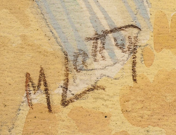 Латри Михаил Пелопидович (1875–1942) «Лебеди». Эскиз декоративного панно. Вторая половина 1920-х — 1930-е. Бумага, графитный карандаш, акварель, белила, 32x24,9 см.