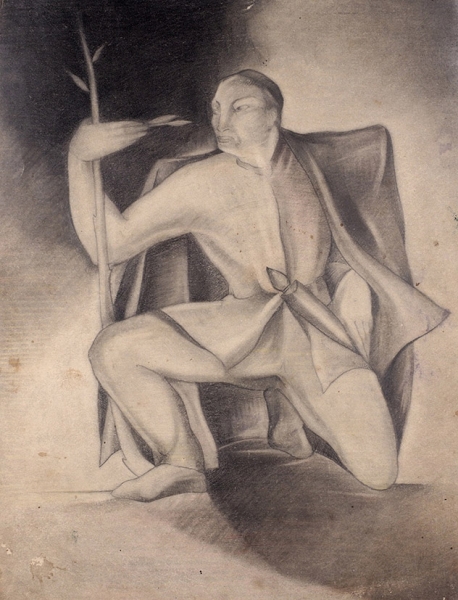 Кобуладзе Сергей (Серго) Соломонович (1909–1978) «Мужской образ». 1940-е. Бумага, графитный карандаш, 26,7x20,4 см.