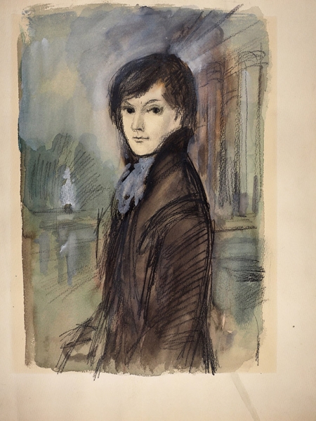 Рудаков Константин Иванович (1891–1949) «Женский портрет». 1940-е. Бумага, графитный карандаш, акварель, белила, 46,6x35,7 см.